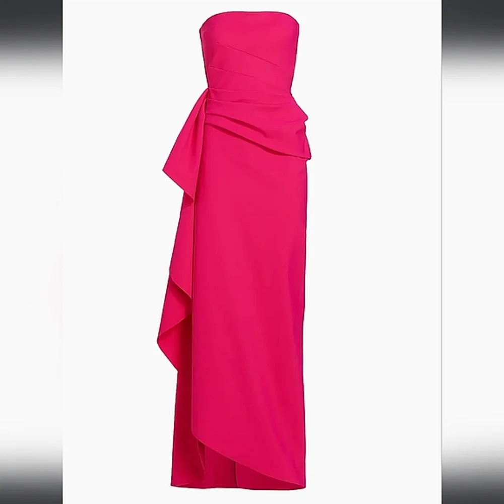 NWT$1,090 Chiara Boni Glicheria Pink Pleated Strapless Ruffle Gown Dress Sz 4 - Picture 5 of 16